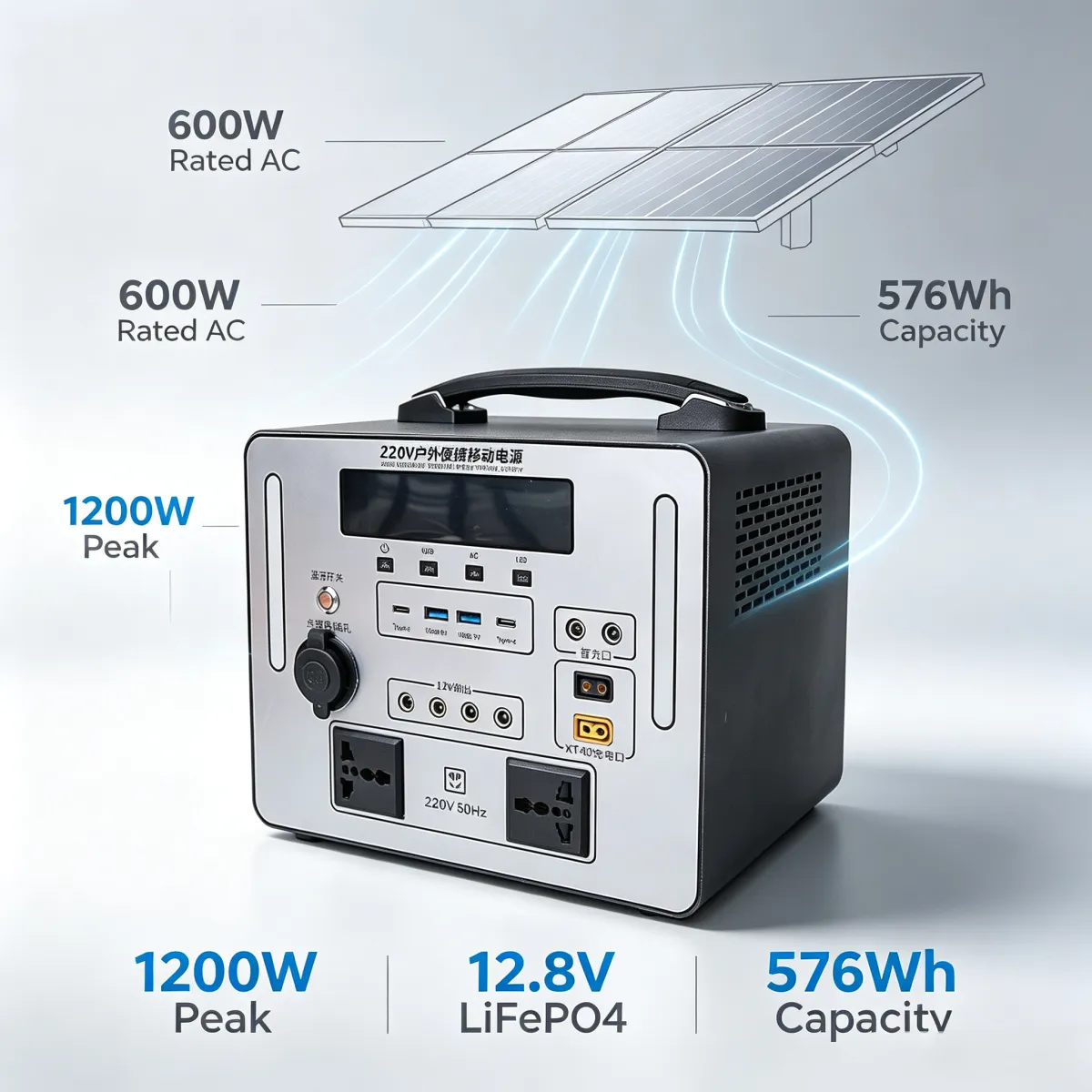 600W(峰值 1200W)蓝牙磷酸铁锂储能电源