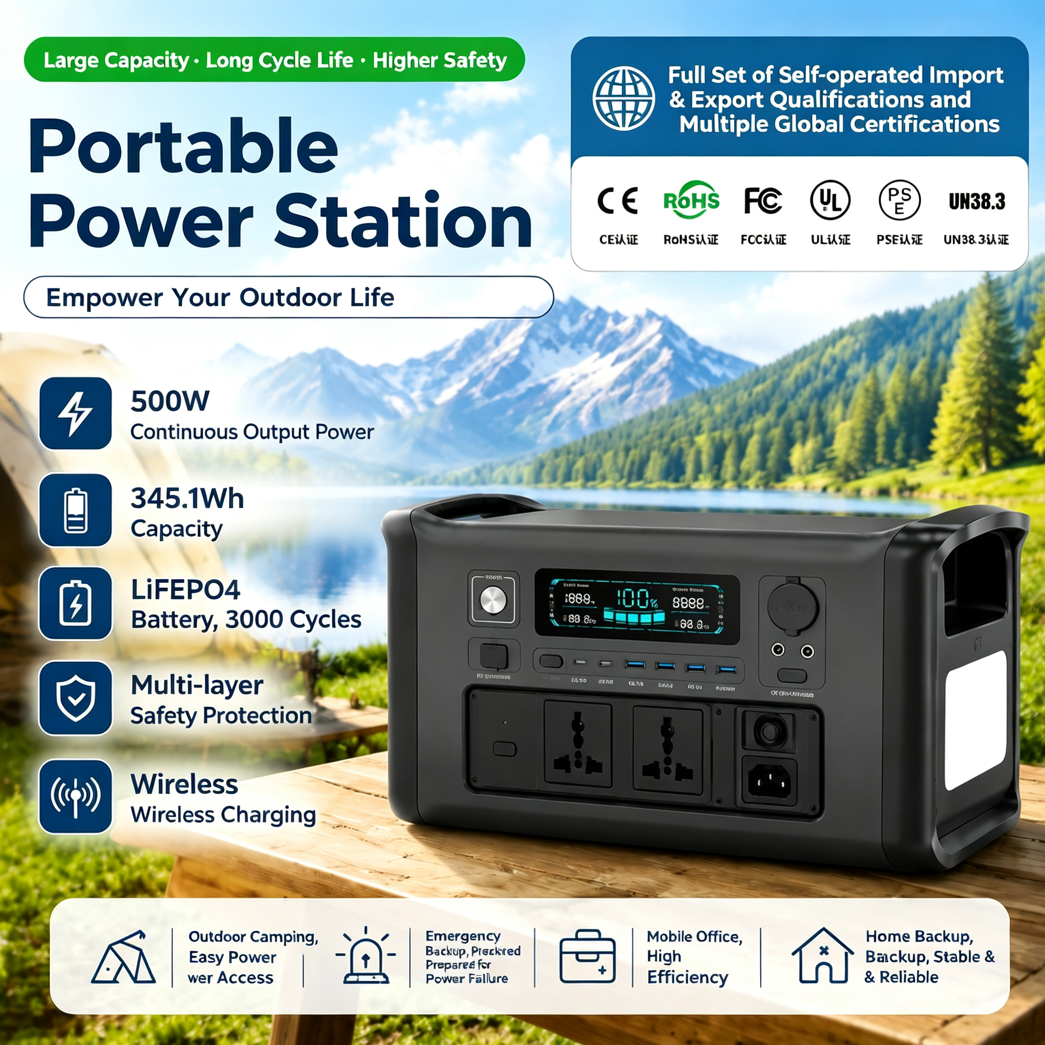 Portable Power Station 1800W for Outdoor Camping
