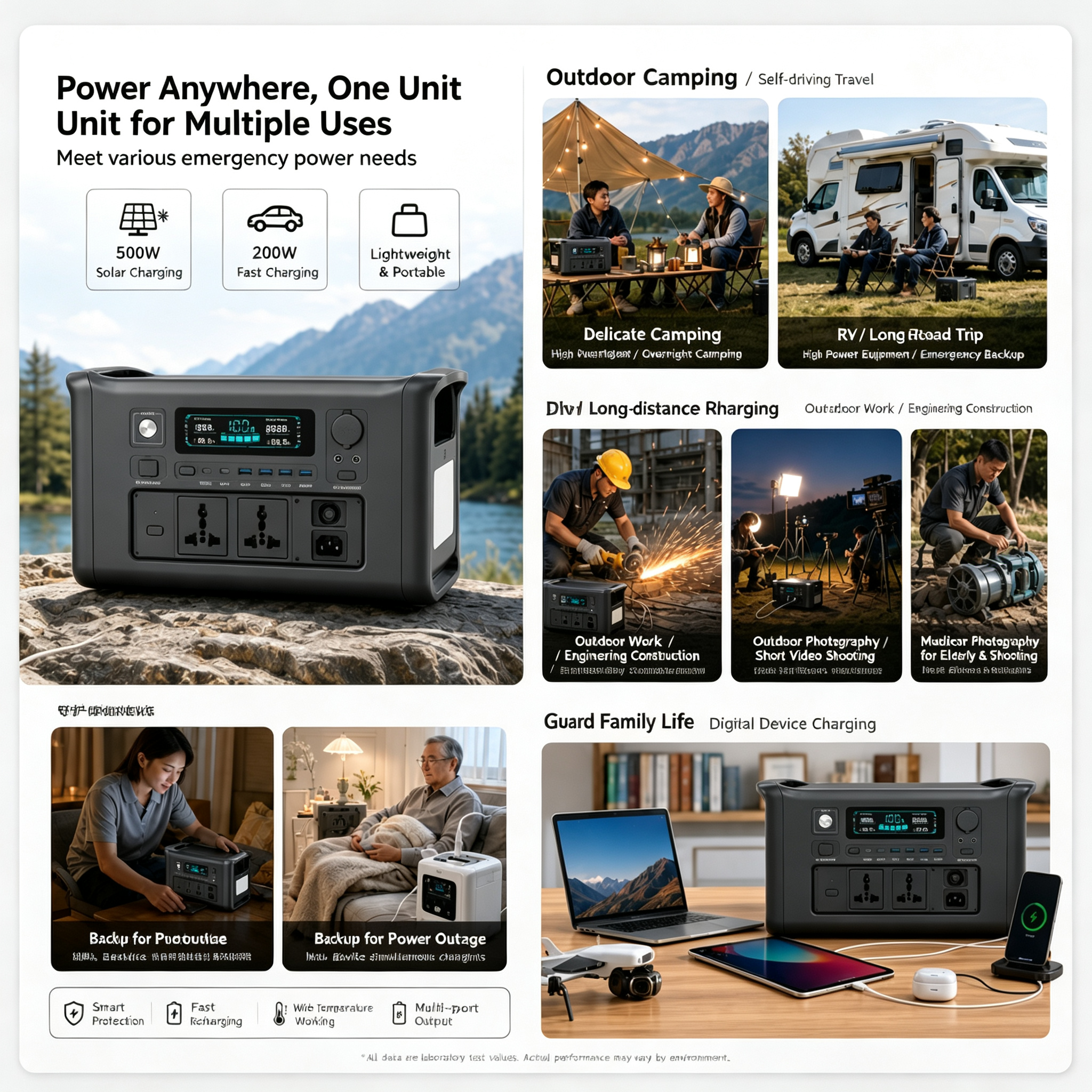 Portable Power Station 1800W for Outdoor Camping