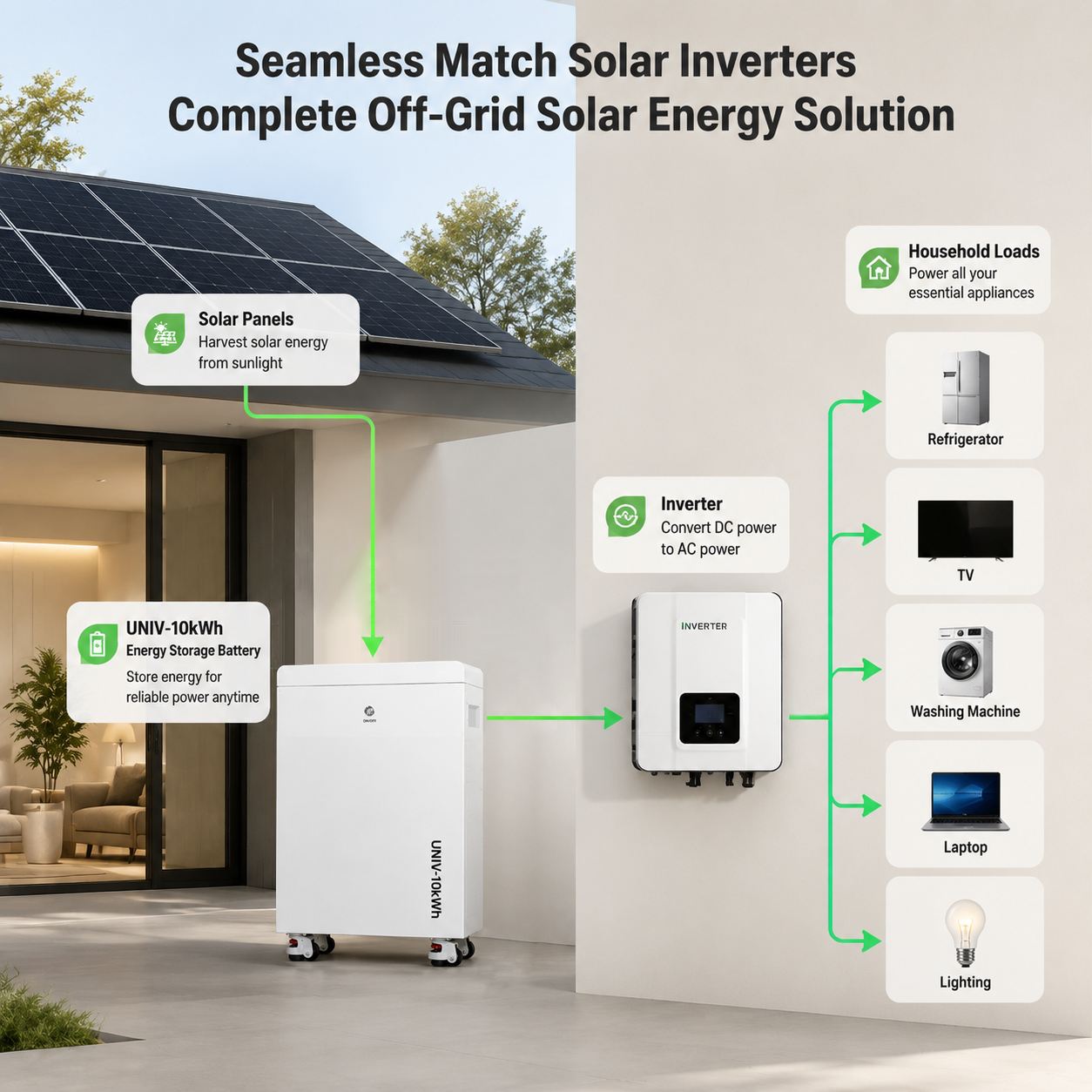 Vertical 10.55kWh Home Battery Storage 10-Year Warranty Solar Energy Backup Power
