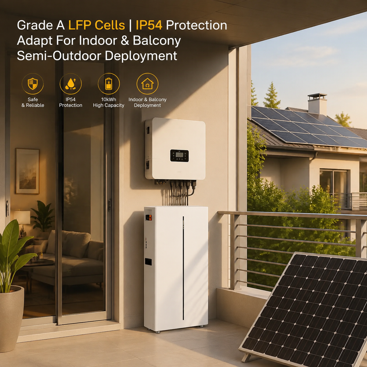 48V 10kWh Residential Solar Energy Storage System IP54 Protection Indoor & Outdoor Installation Natural Cooling Home Backup Power