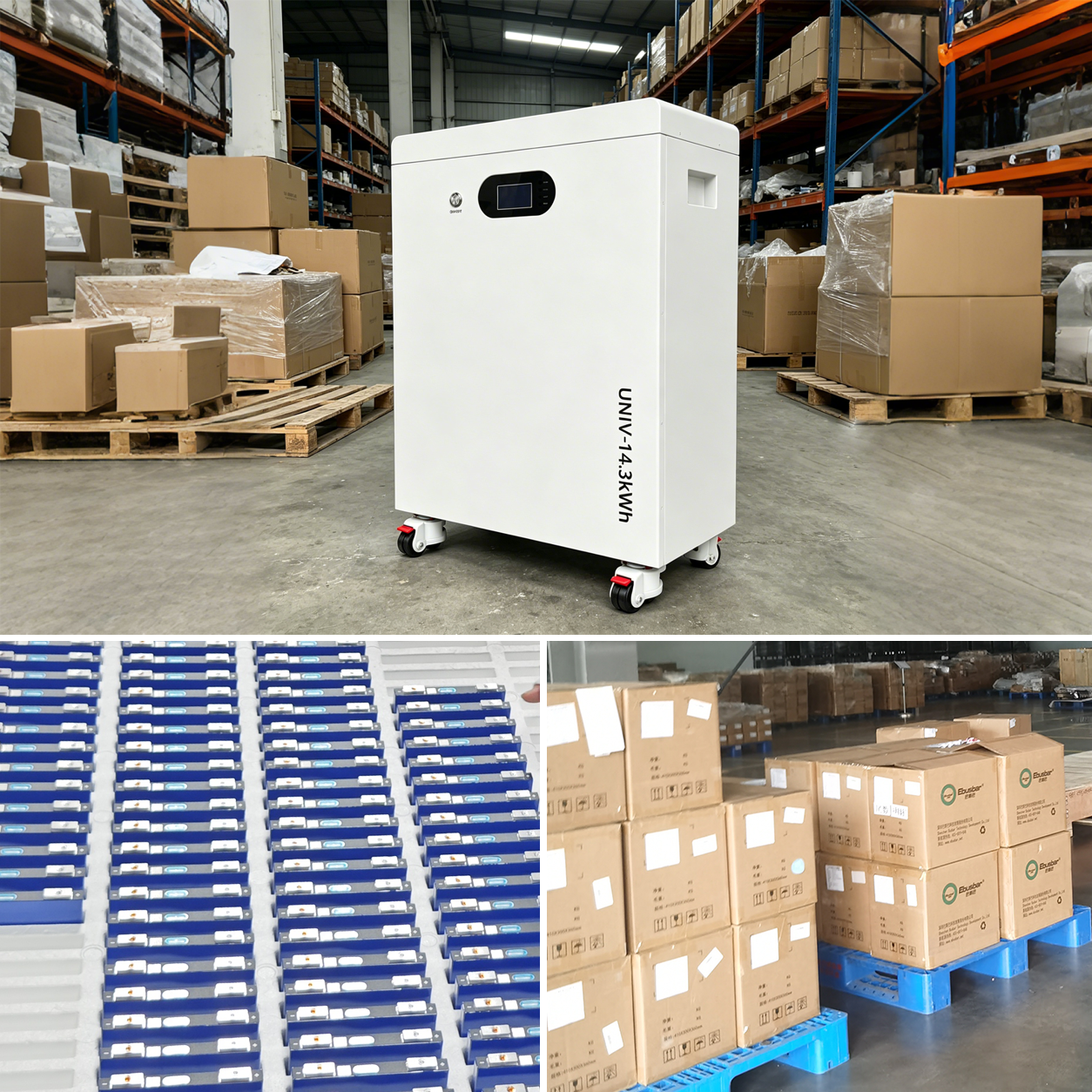 14.3kWh Home Energy Storage Vertical Cabinet With Lockable Casters Floor Mount No Wall Modification Garage Basement Solar Storage OEM ODM