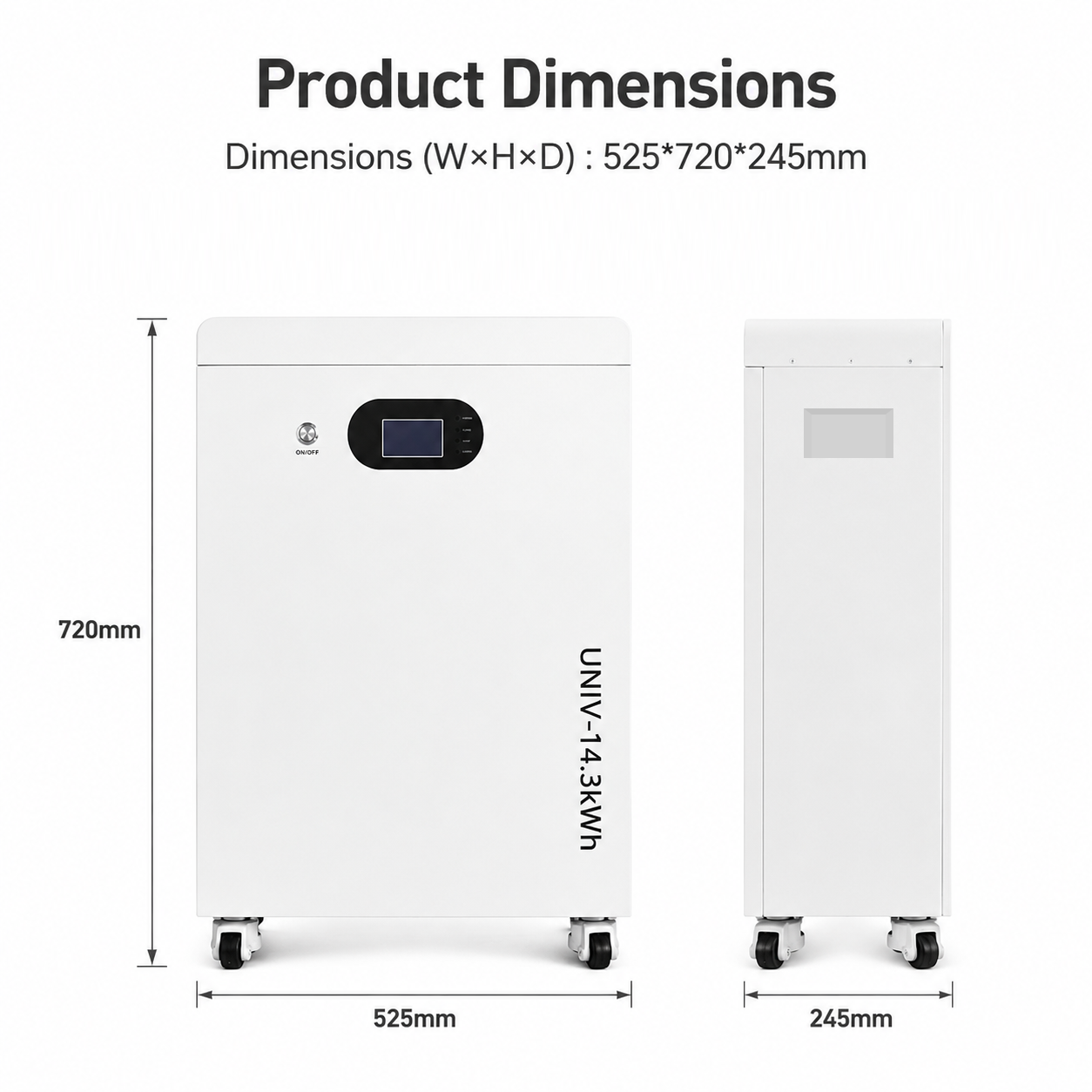 14.3kWh Home Energy Storage Vertical Cabinet With Lockable Casters Floor Mount No Wall Modification Garage Basement Solar Storage OEM ODM