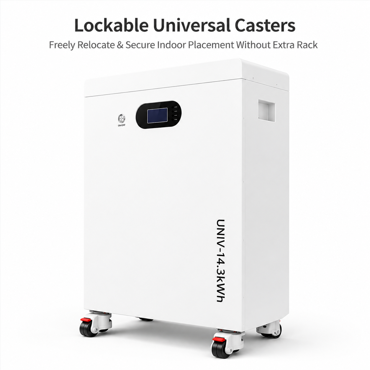 14.3kWh Home Energy Storage Vertical Cabinet With Lockable Casters Floor Mount No Wall Modification Garage Basement Solar Storage OEM ODM