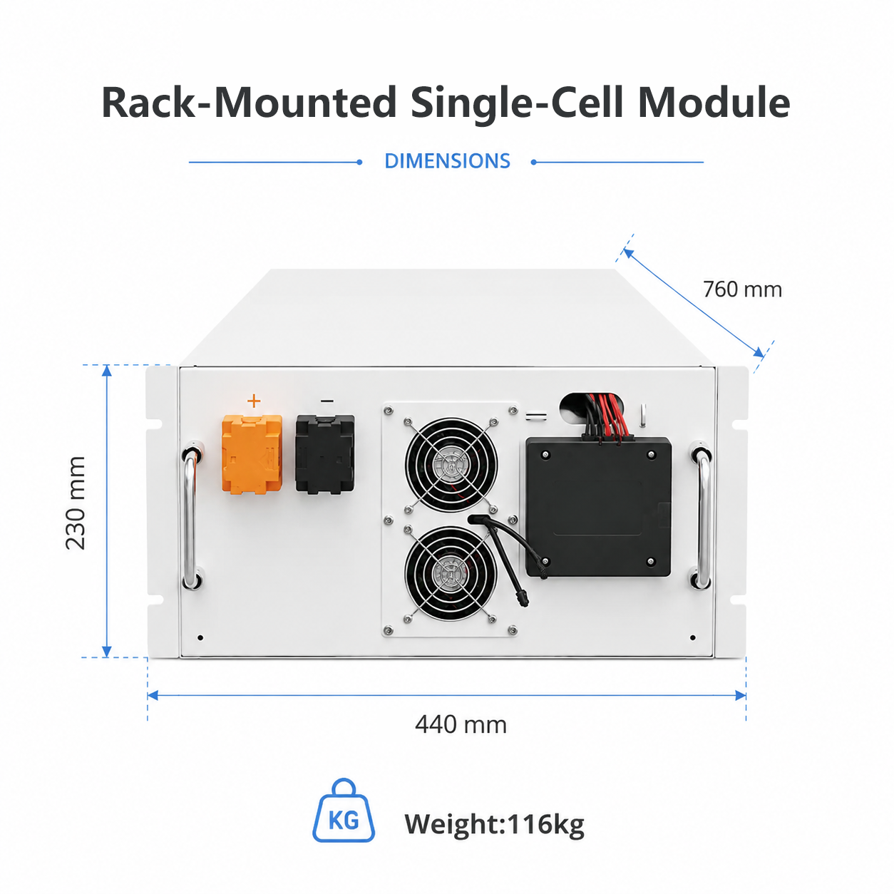16kWh rack-mounted LFP battery module equipped with a complete BMS protection system