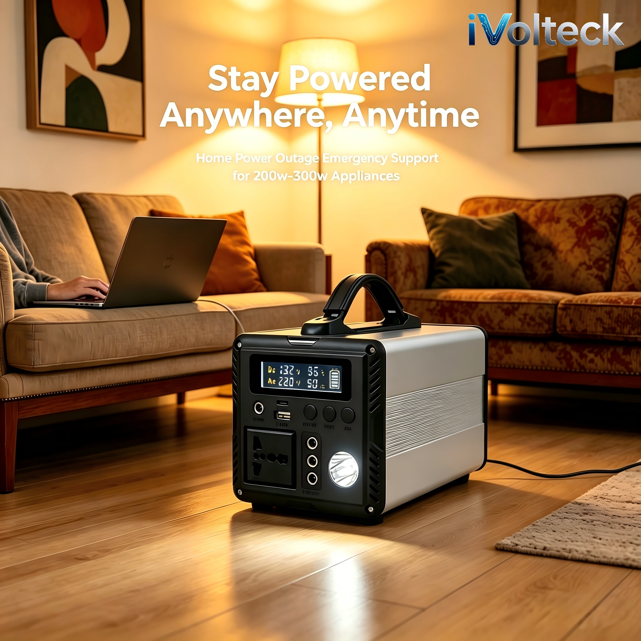 Portable LiFePO4 Power Station 200W Emergency Backup Solar Generator