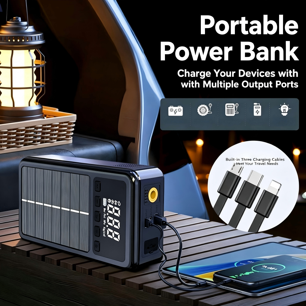 All-in-One Solar Car Booster with Air Compressor & PD45W Fast Charge