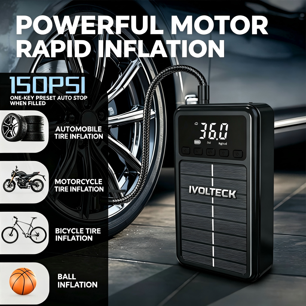 All-in-One Solar Car Booster with Air Compressor & PD45W Fast Charge