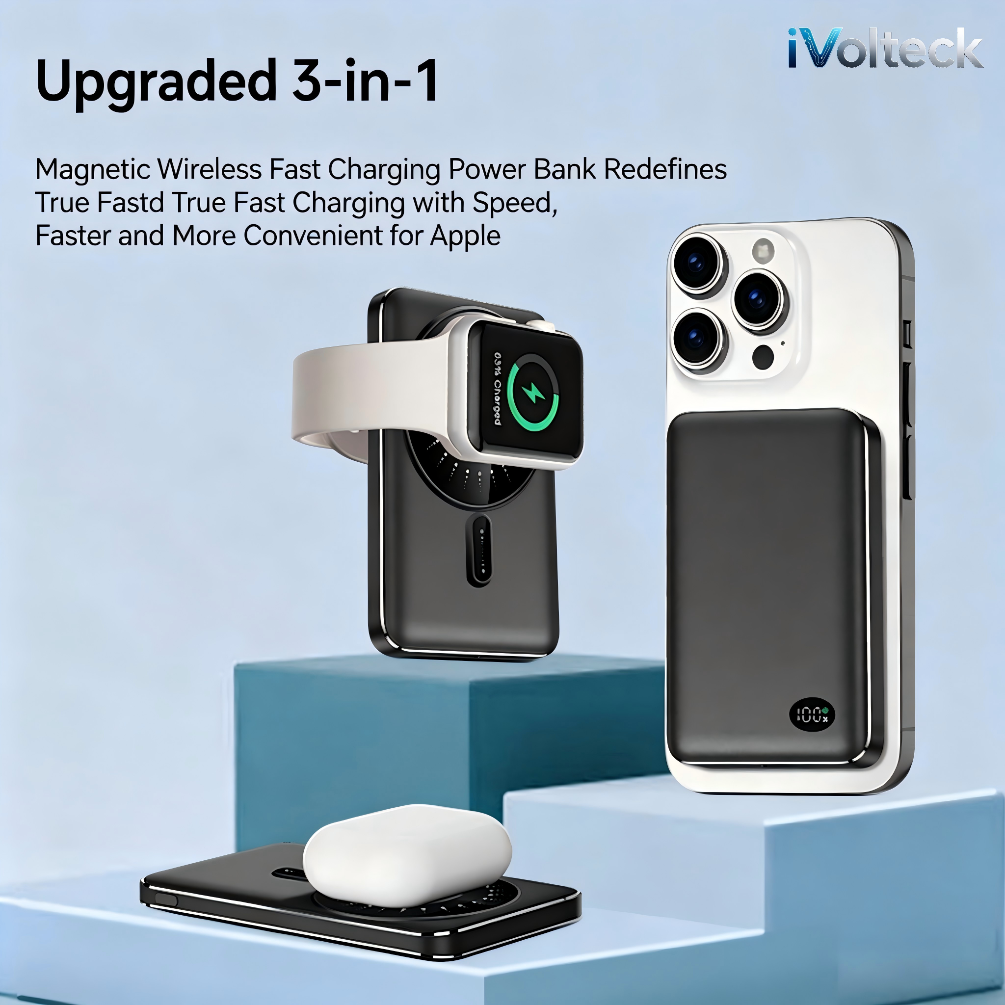 Ultra-Slim 3-in-1 Magnetic Fast Charger – The All-in-One Portable Power Solution