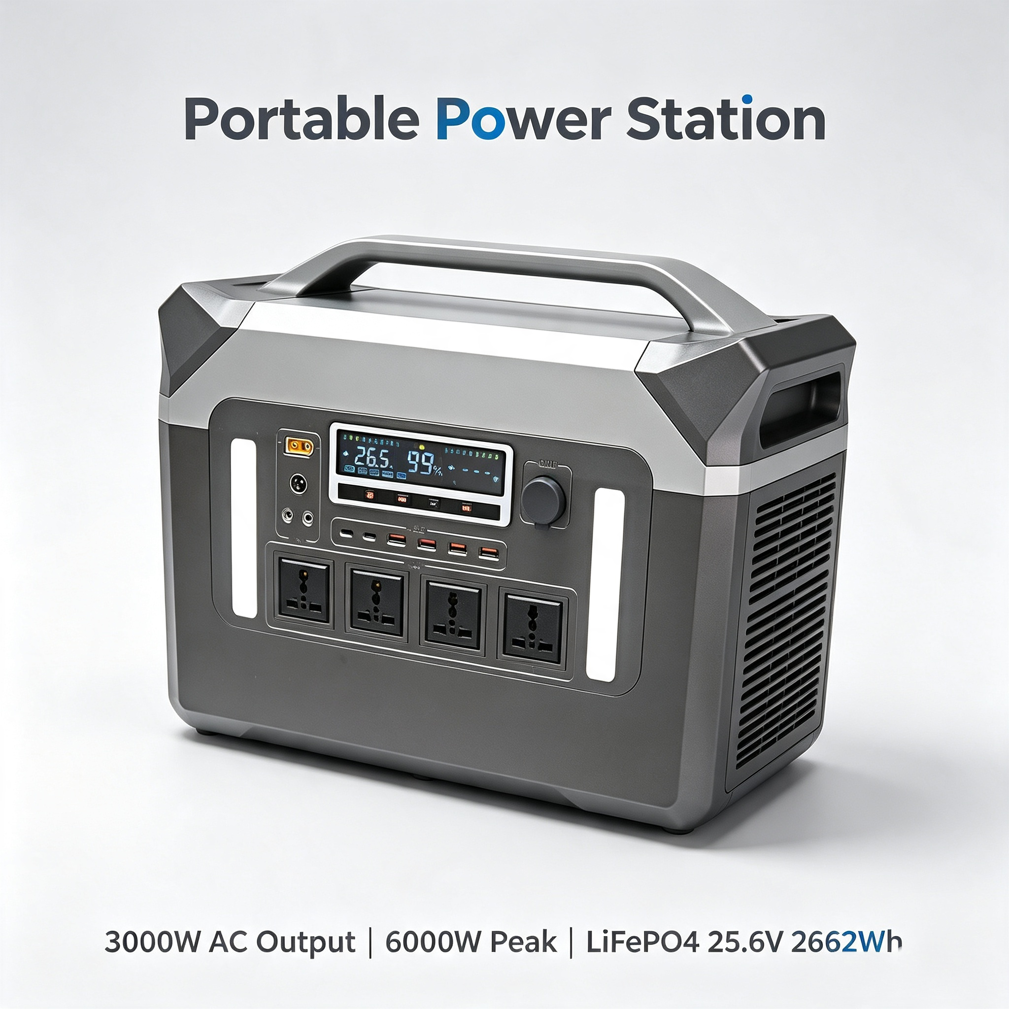 3000W Pure Sine Wave 2662Wh Portable Power Station 6000W Peak