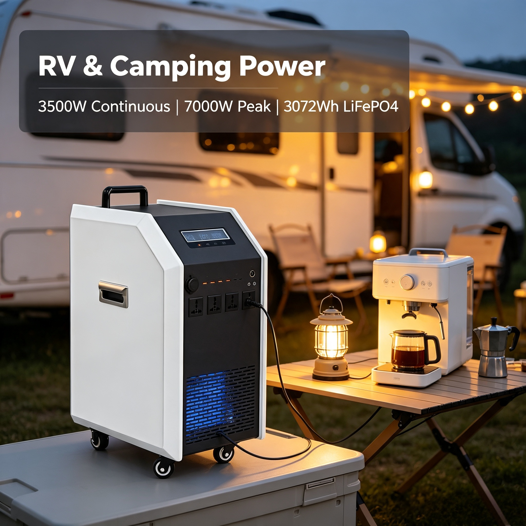 3500W Pure Sine Wave 3072Wh Iron Shell Portable Power Station 7000W Peak
