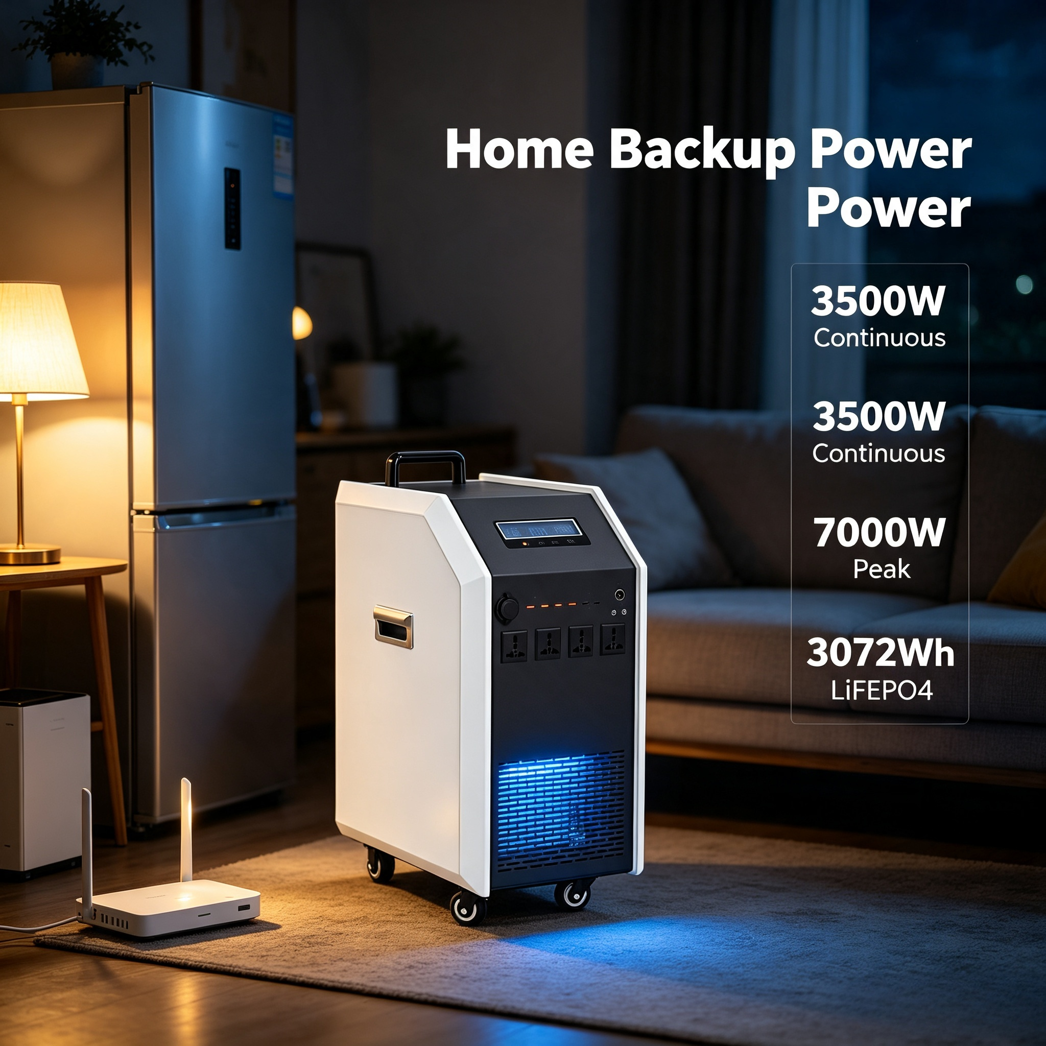 3500W Pure Sine Wave 3072Wh Iron Shell Portable Power Station 7000W Peak