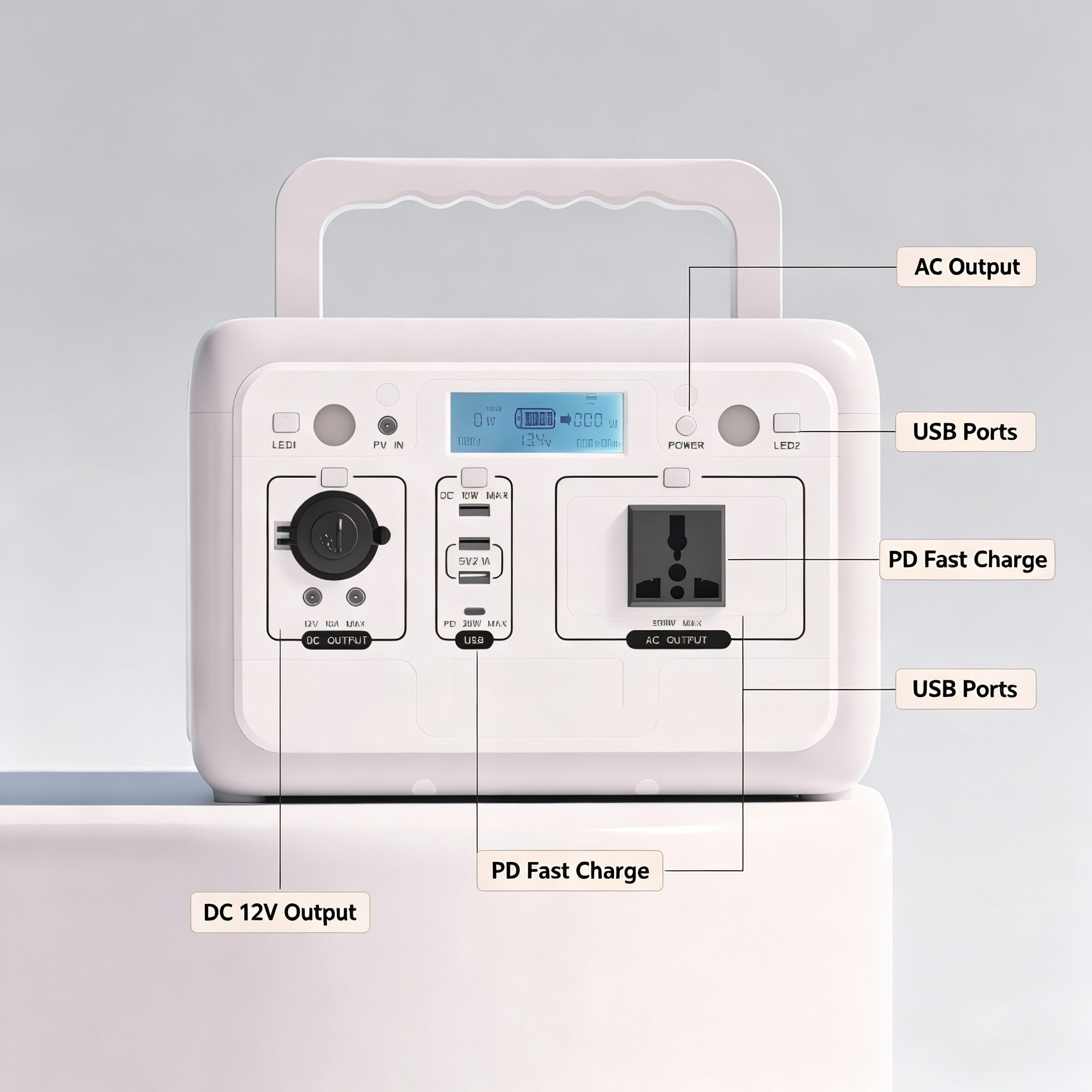 500W 460.8wh Solar Portable Power Station for Outdoor Camping Use