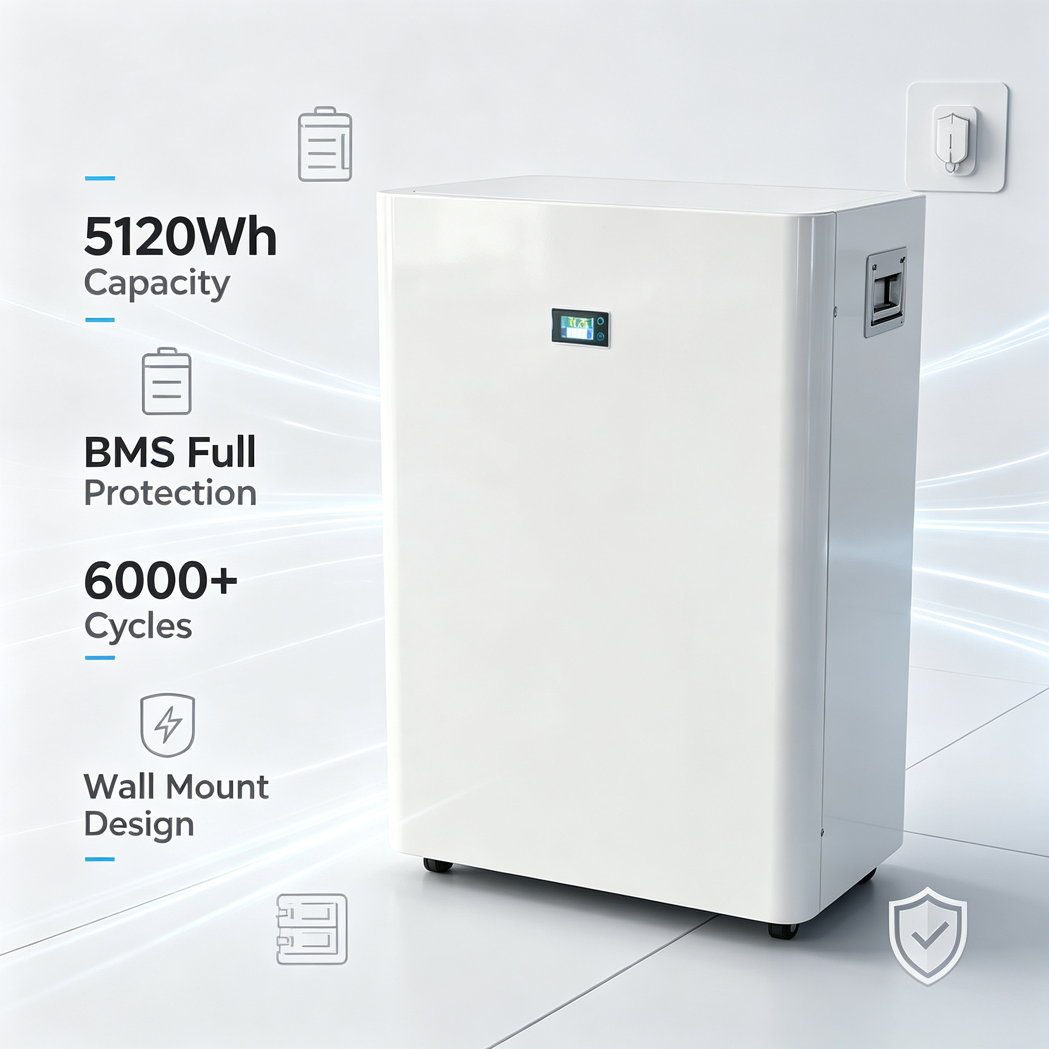 51.2V 100Ah Wall Mount LiFePO4 Battery
