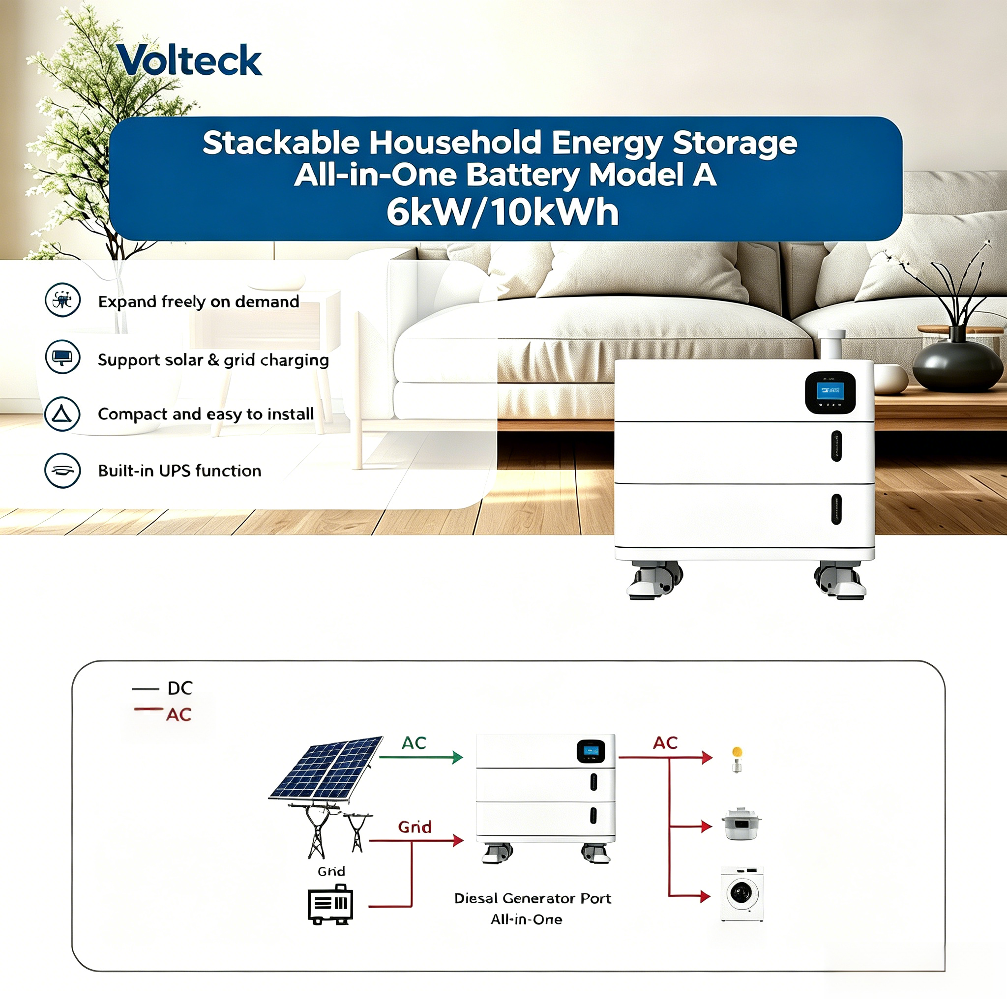 51.2V100Ah Stackable Floor-standing All-in-One Home Energy Storage System,OEM ODM