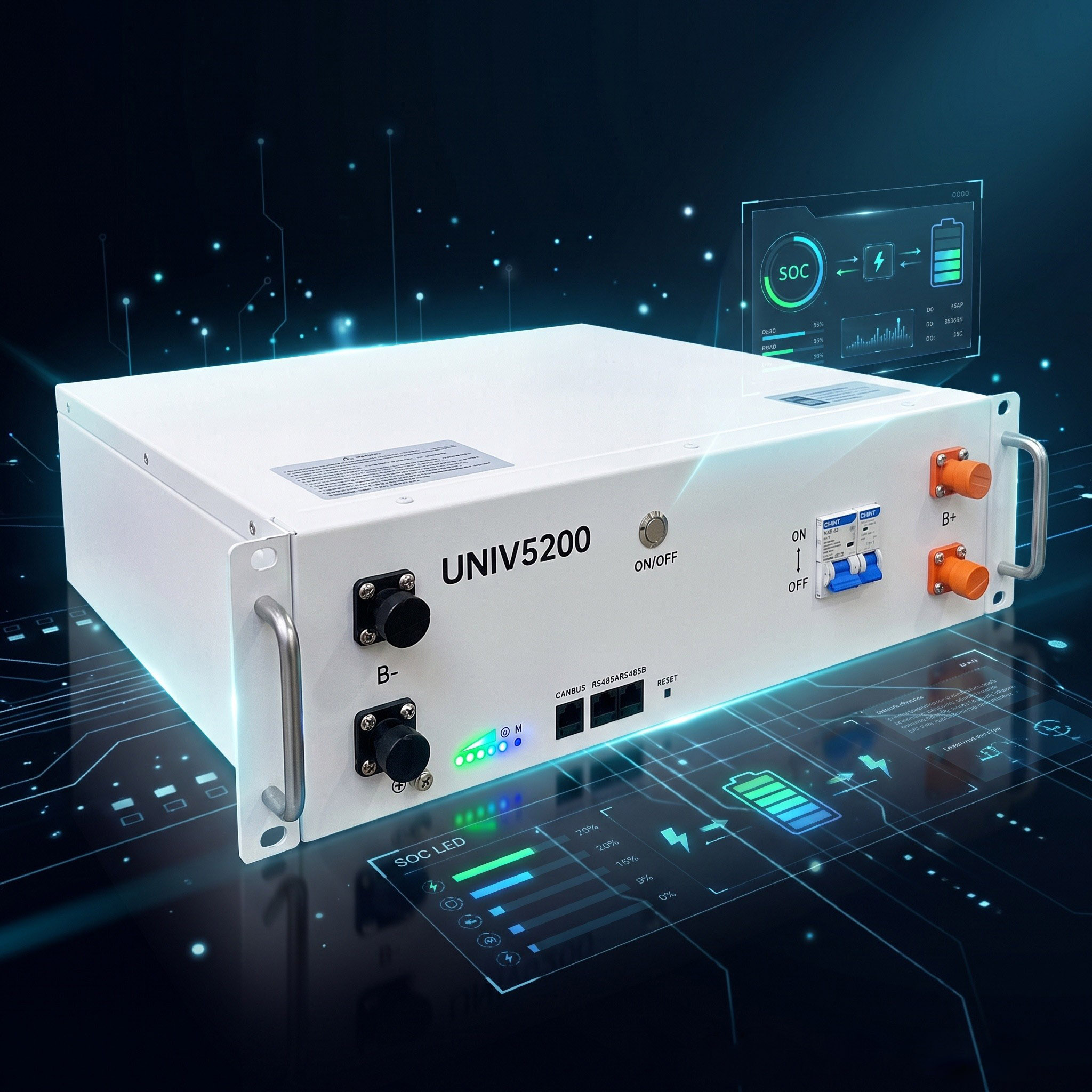 Plug-and-Play Rack Mounted LFP Storage Battery 5.12kWh, CAN RS485 Communication, Home Solar Energy Storage For Distributors