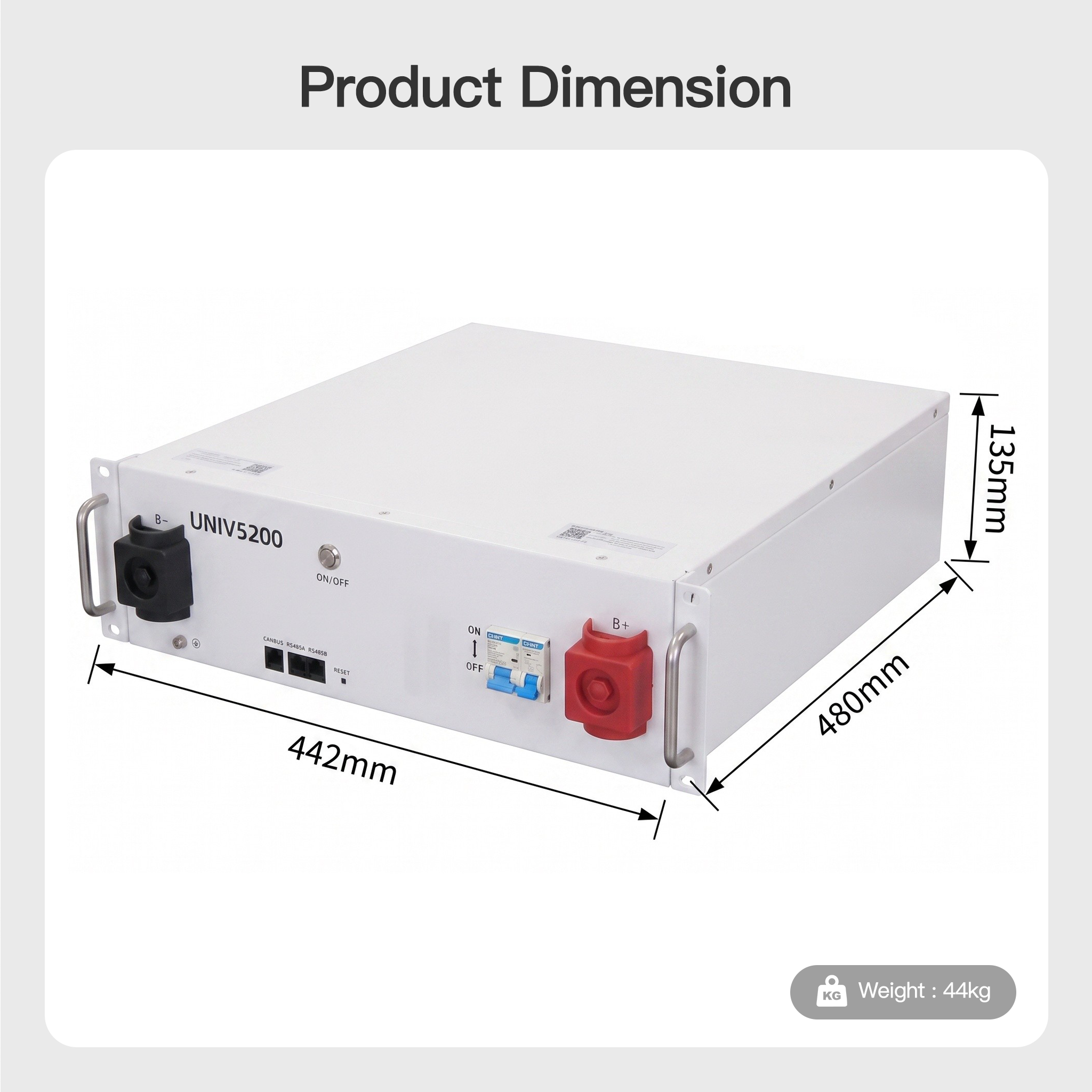 Rack Mounted LiFePO4 Energy Storage Battery 5.12kWh 51.2V, 90% DOD, Up To 20 Units Parallel, Home Solar Backup Power, OEM ODM