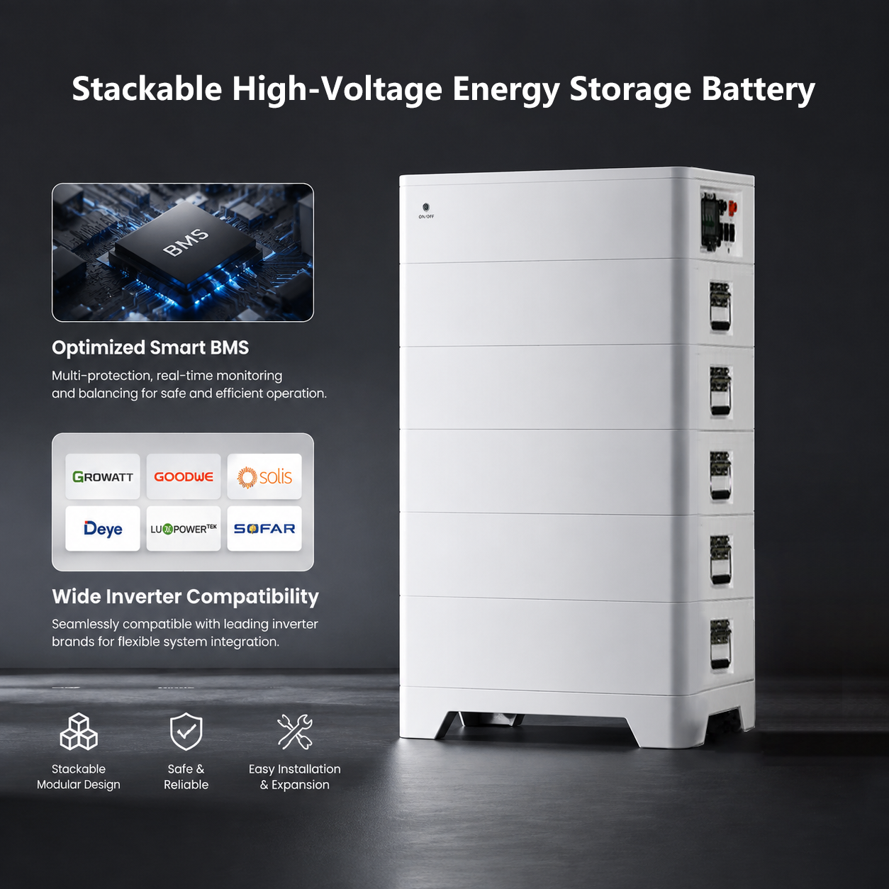 10~30kWh Modular Stackable High Voltage Solar Storage Battery