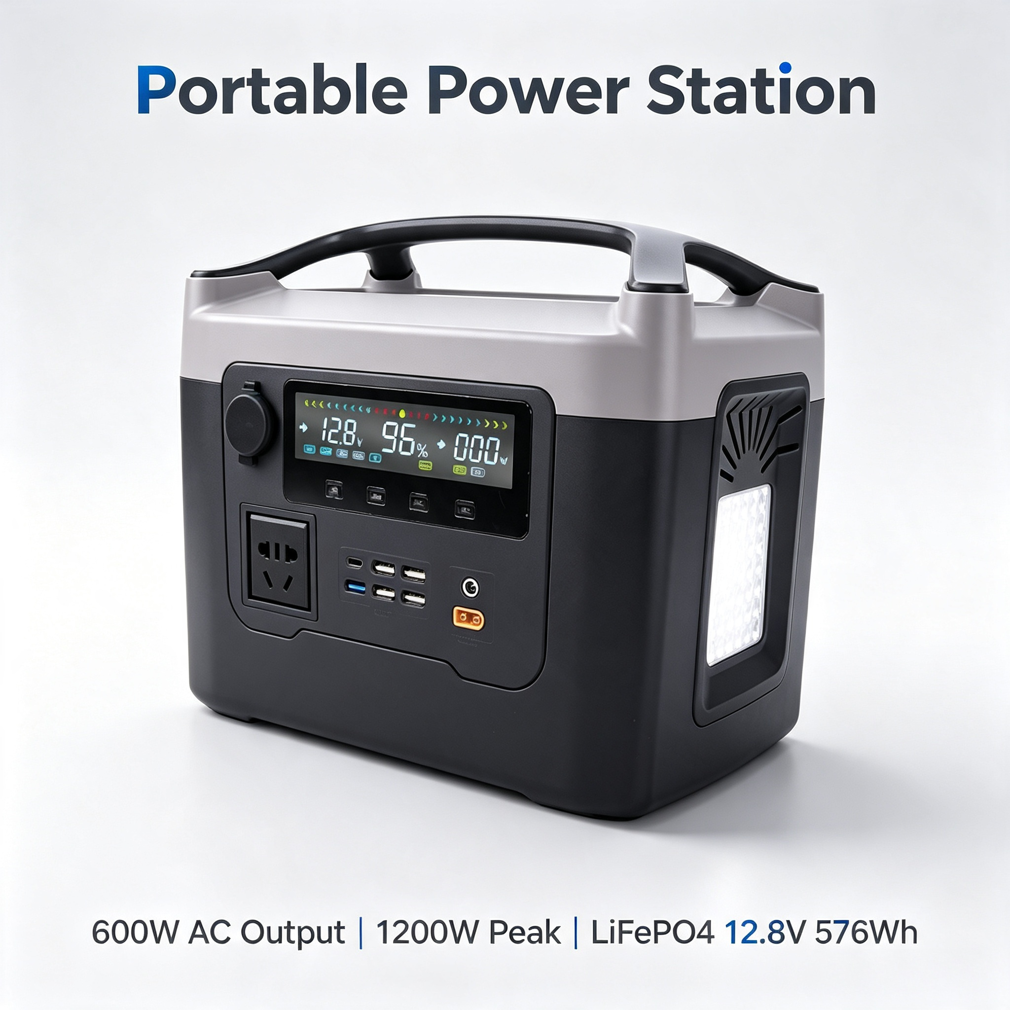 600W Pure Sine Wave 576Wh Portable Power Station With Wireless Charging