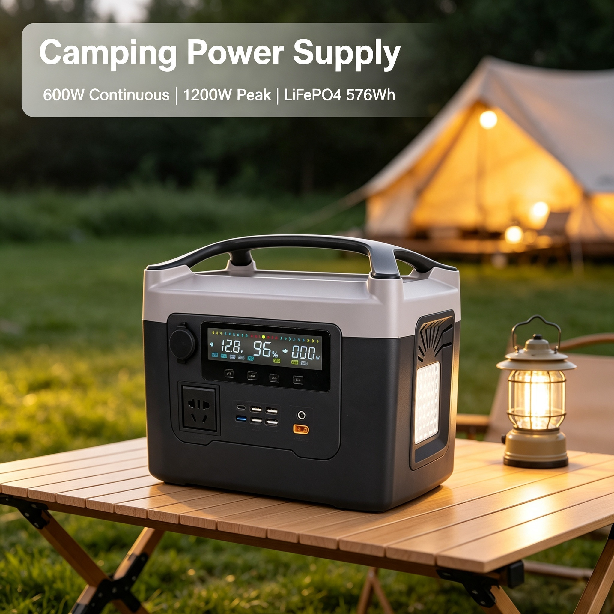600W Pure Sine Wave 576Wh Portable Power Station With Wireless Charging