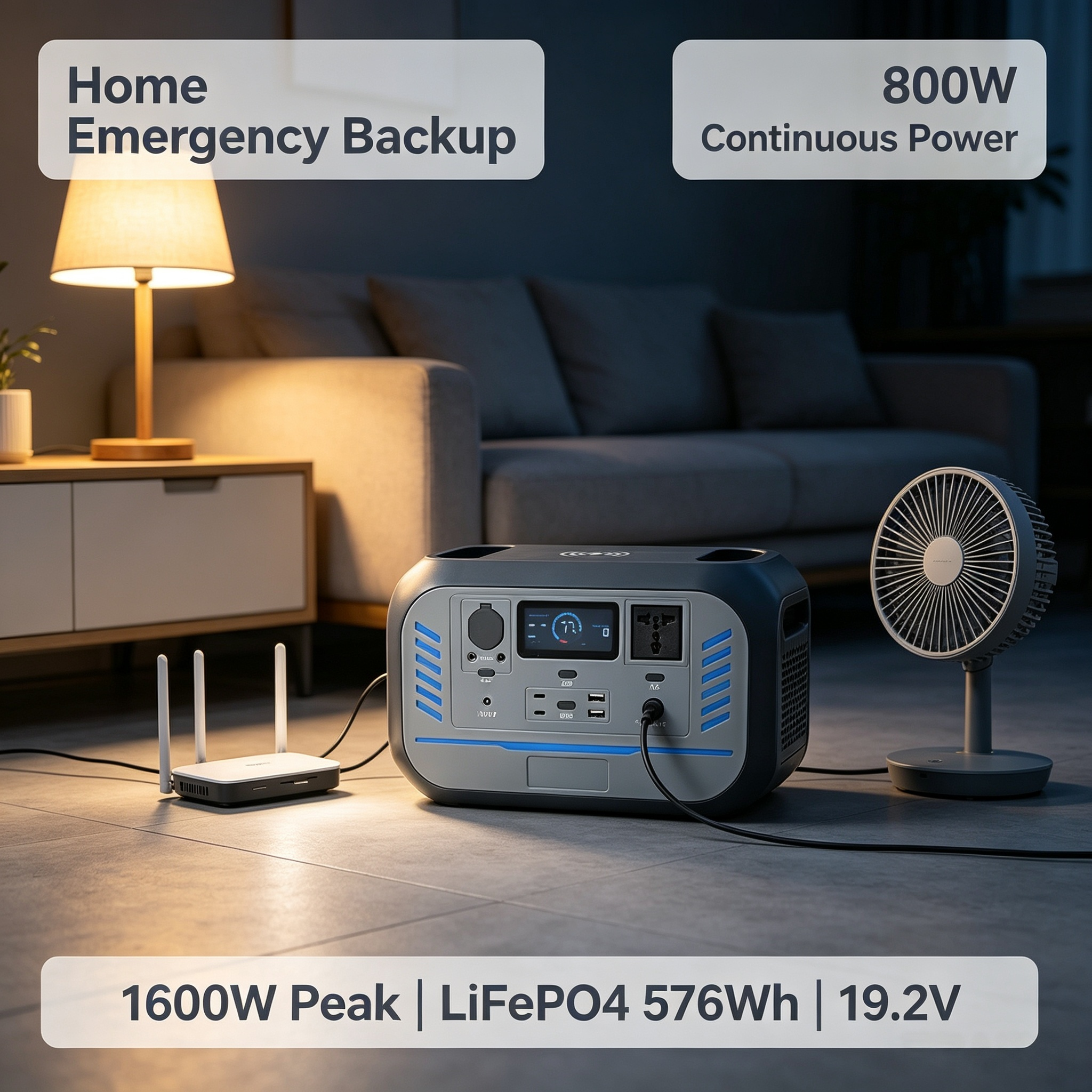 800W Wireless Charging Portable Solar Power Station 576Wh LiFePO4