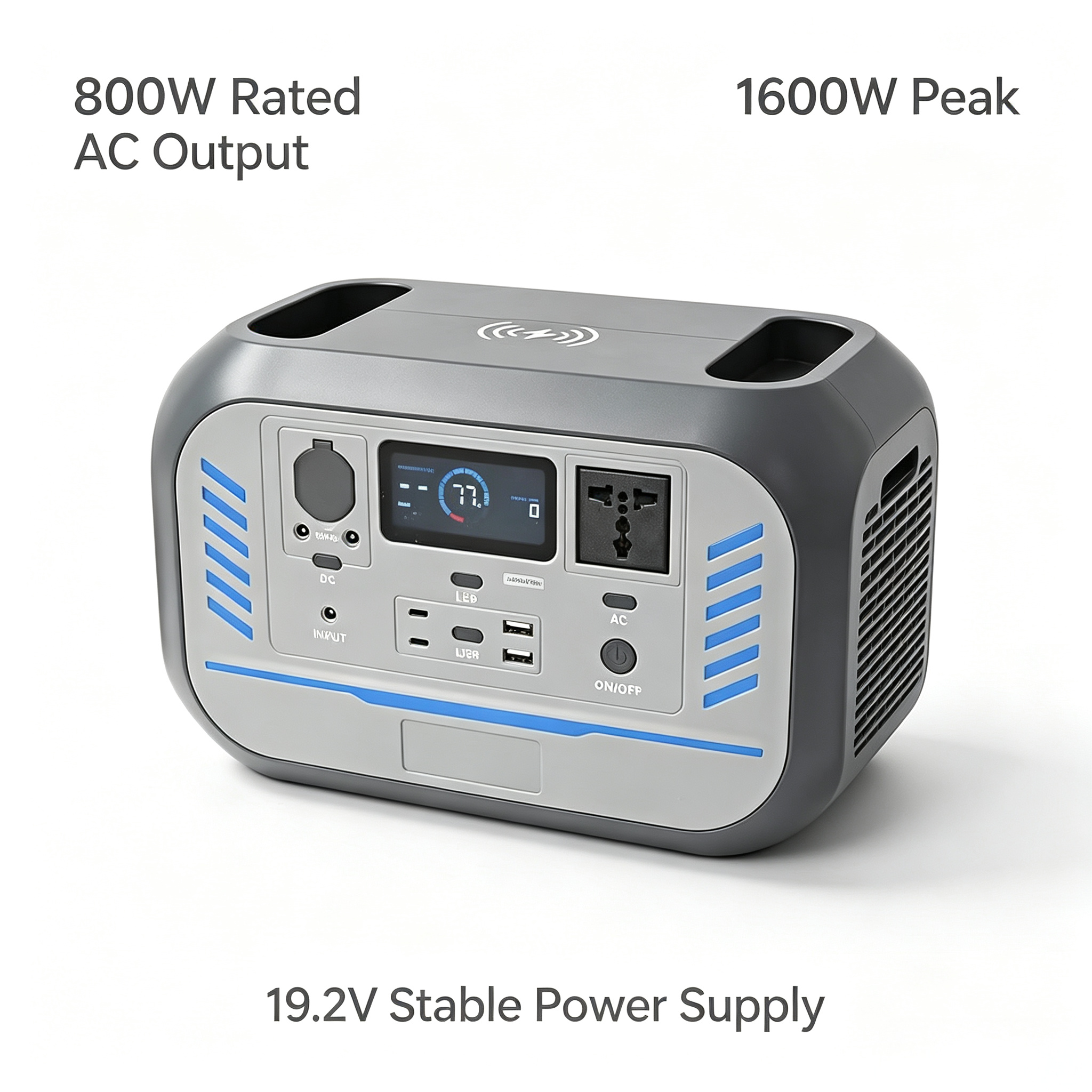 800W Wireless Charging Portable Solar Power Station 576Wh LiFePO4