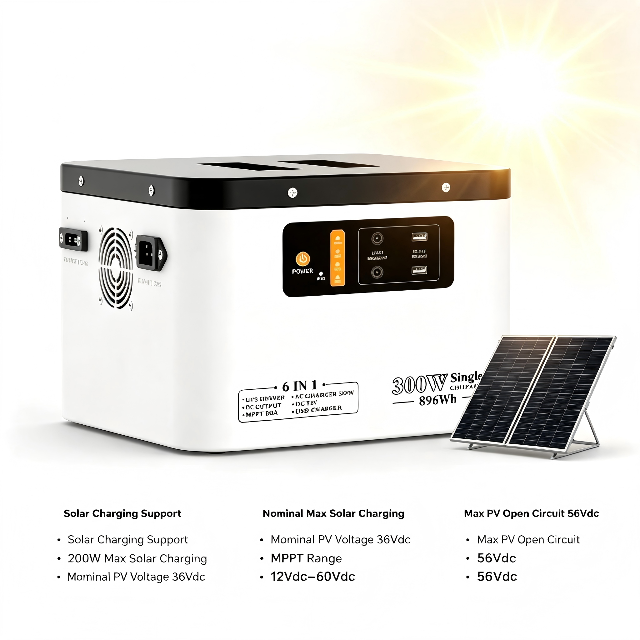 300W 896wh Power Station Multi Output Ports