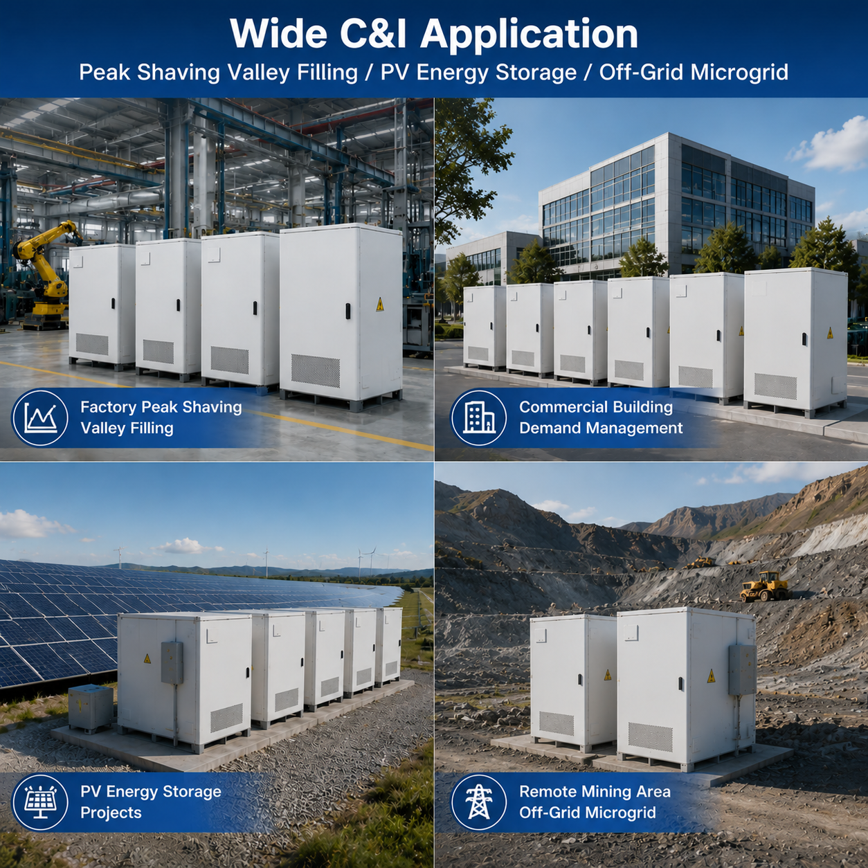 Commercial & Industrial Liquid Cooled Energy Storage System 261kWh 125kW LFP Battery Cabinet, Grid-tied & Off-grid for Peak Shaving, Microgrid & Factory Backup Power