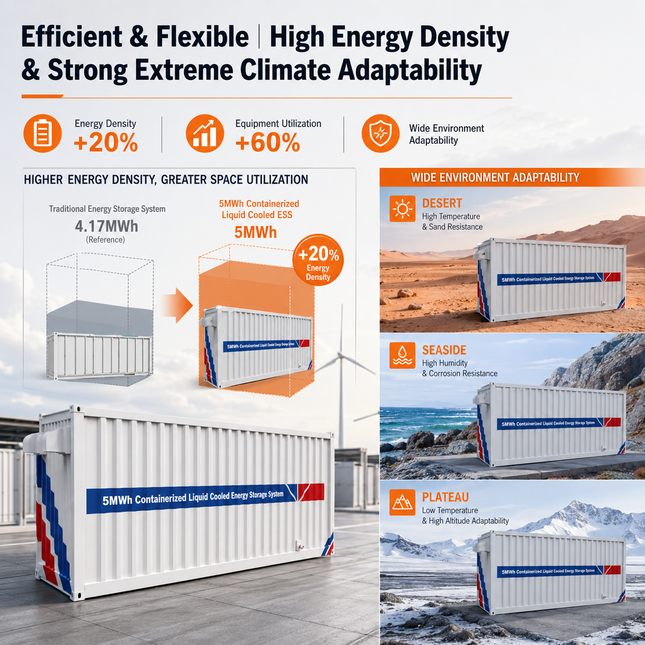 High Energy Density 5MWh Commercial Industrial Liquid Cooled Battery Storage System